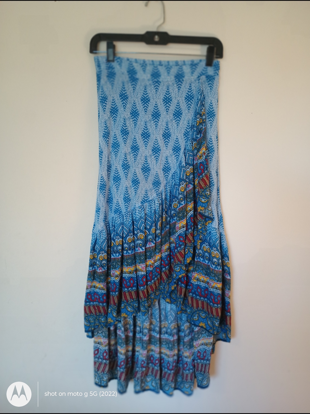 RusttyDustty Blue Asymmetrical Maxi Hi-low Hem Skirt Size S